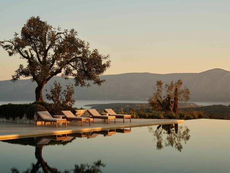 Pool in Amanzoe, Greece.